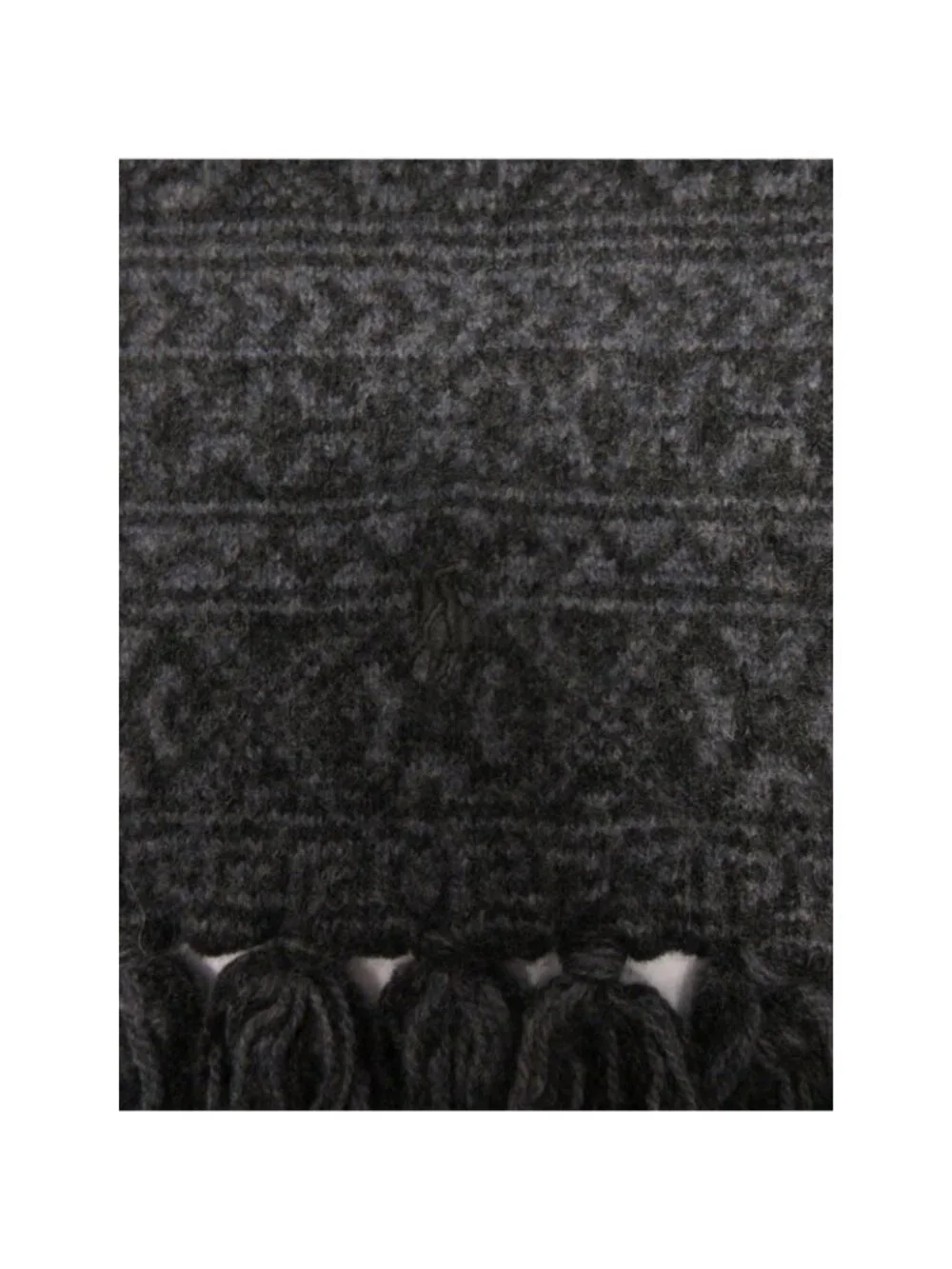 Polo Ralph Lauren Scarf One Size Charcoal Merino Wool Fair Isle Fringe